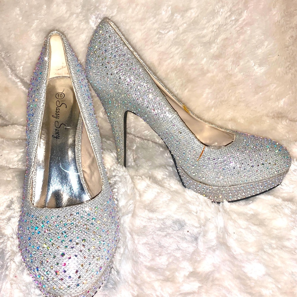 Bling crystal size ladies ten heels